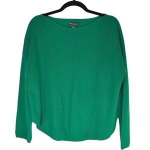 Chelsea & Theodore Kelly Green Boatneck Boxy Fit Ribbed Knit Sweater, Size XL